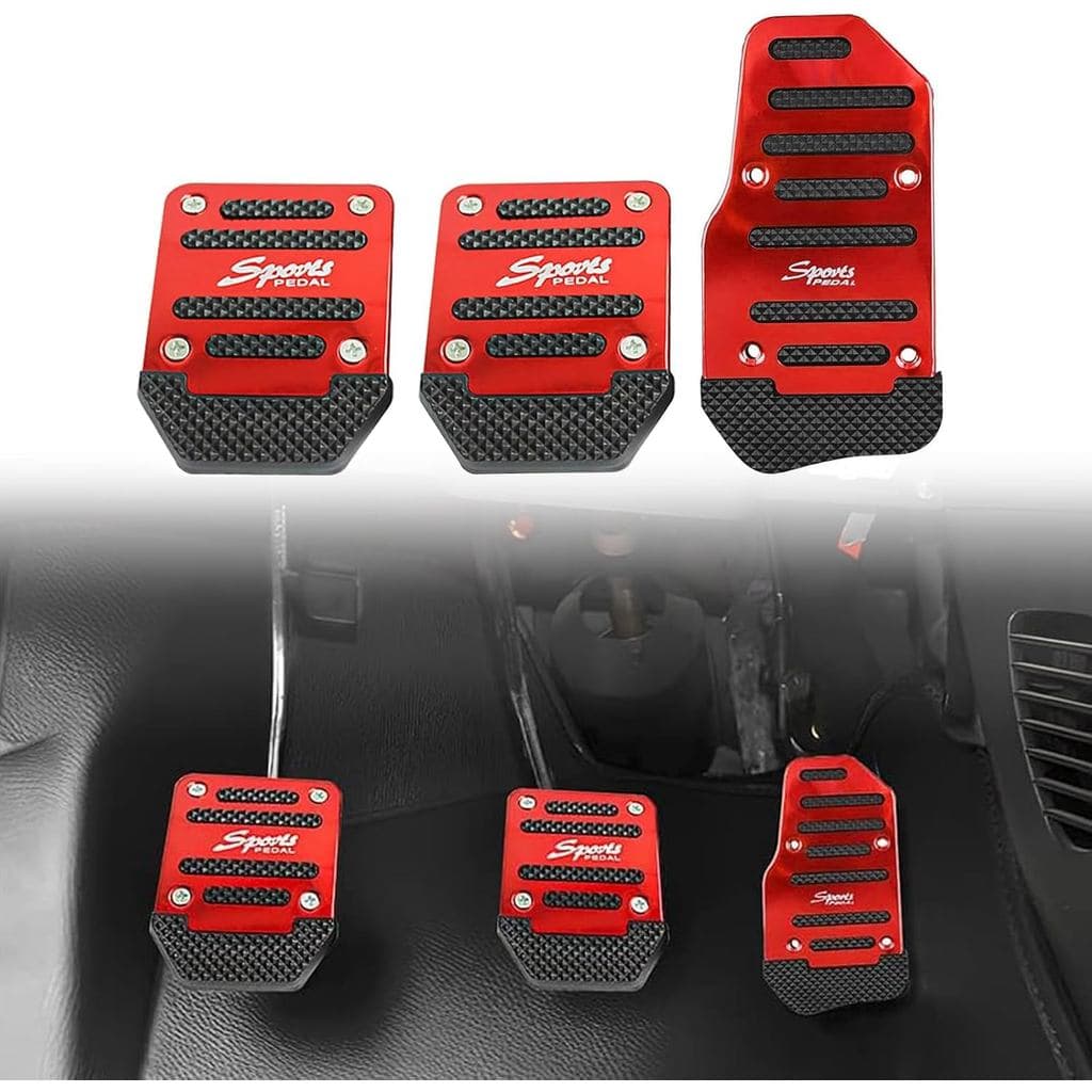 3 PCS Manual Shift Car Pedal, Non-slip Rubber Strip Thickened Alloy Wear-resistant Throttle Brake Clutch Pedal Cover, De