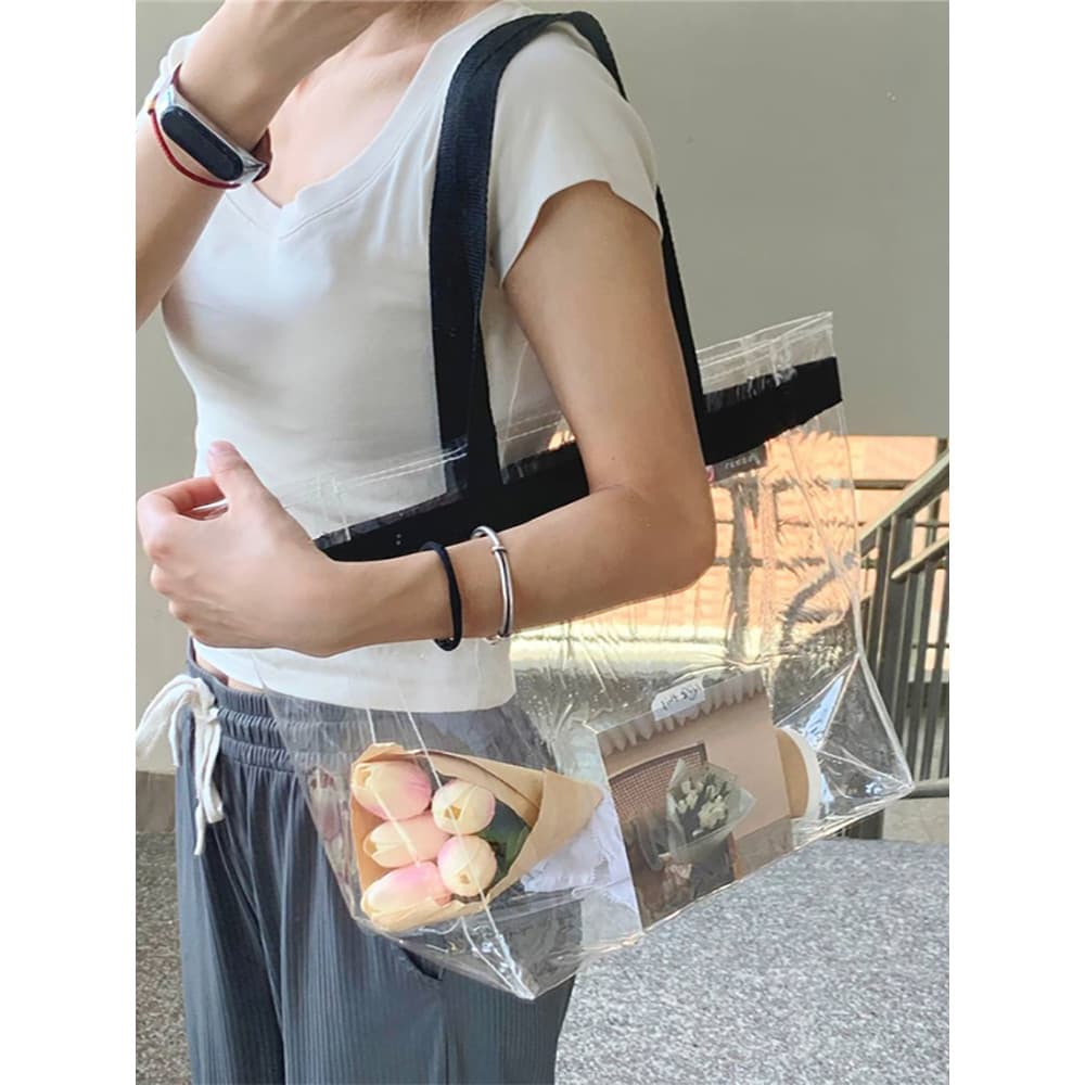 Bolsa de gelatina transparente de PVC de verão de grande capacidade de alto valor Bolsa de ombro Bolsa de praia à prova