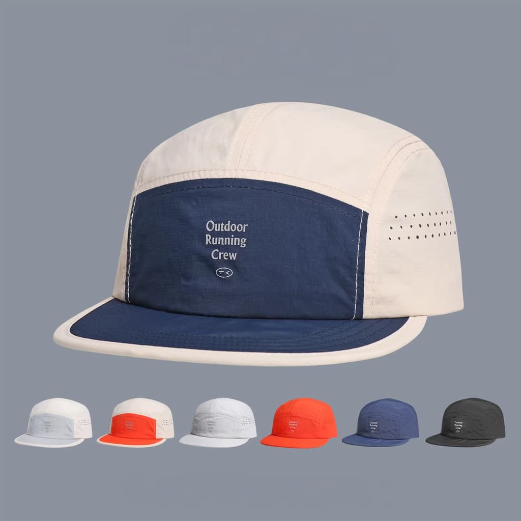 Boné masculino de cinco painéis em malha bordada, unissex, adequado para praia, corrida, ciclismo, design elegante, mode