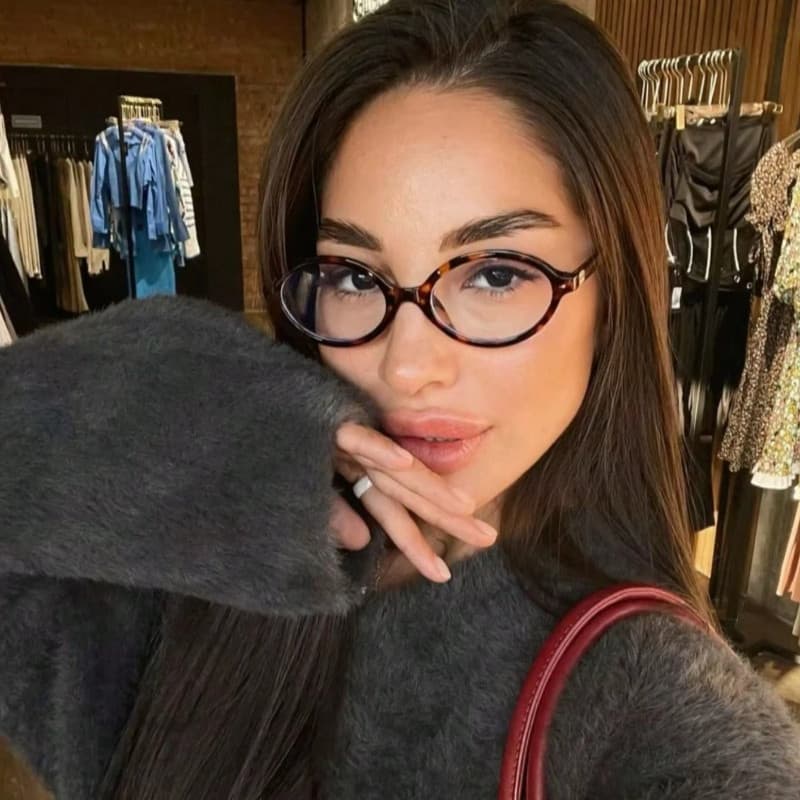 Óculos De Moda Com Lente Transparente Retrô Oval Para Mulheres , Armação Leve E Elegante