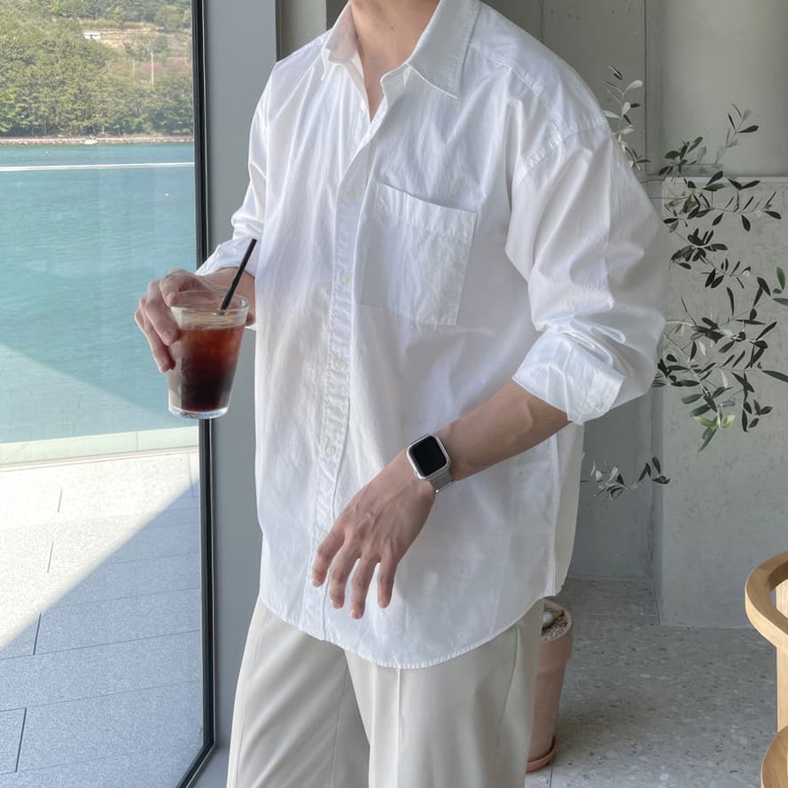 Camisa branca italiana Nápoles masculina de alta qualidade solta de manga comprida protetor solar ao ar livre Casual cam