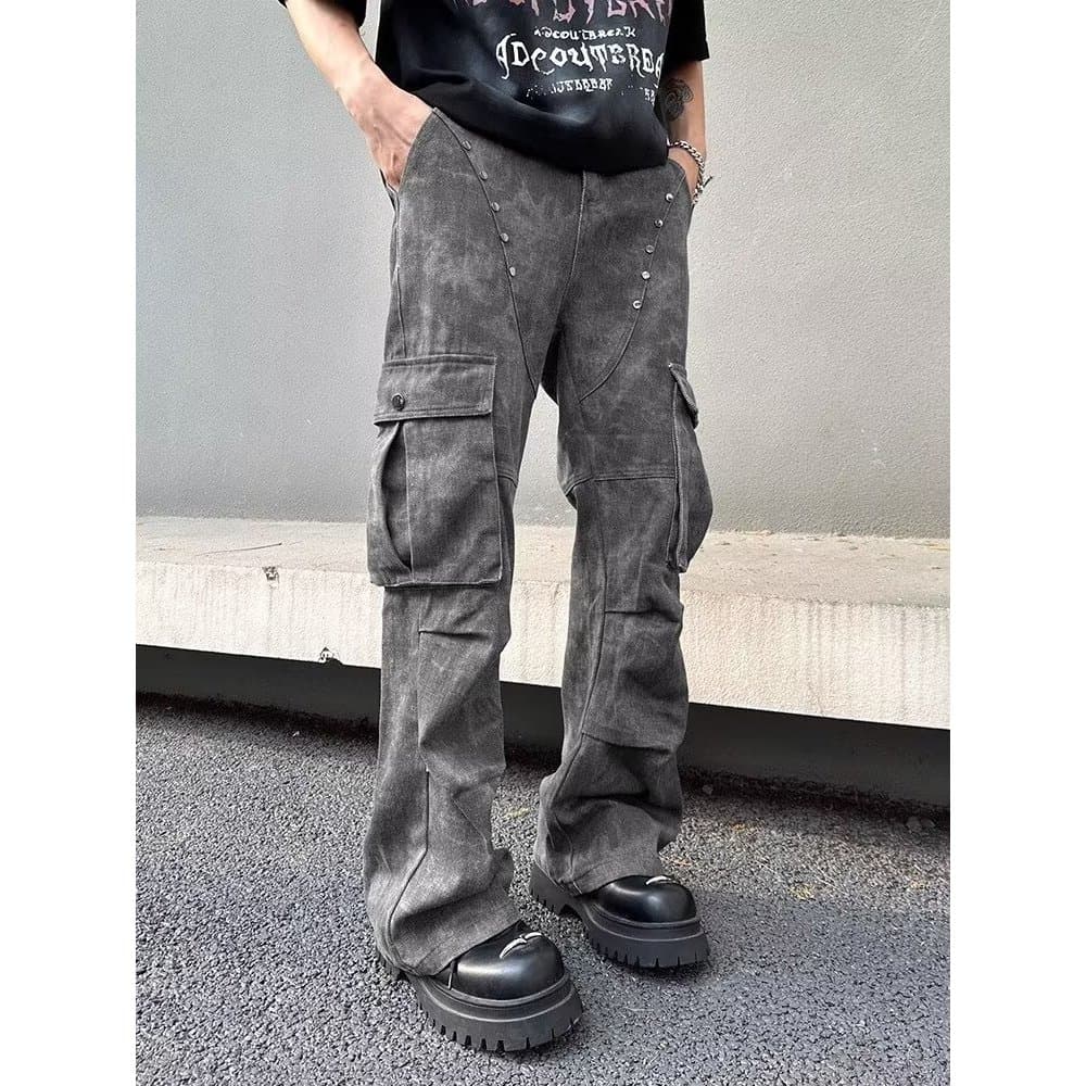 Estilo Hong Kong na moda masculina verão novo estilo 2025 carta única Jeans Hip Hop ins na moda High Street na moda rufi