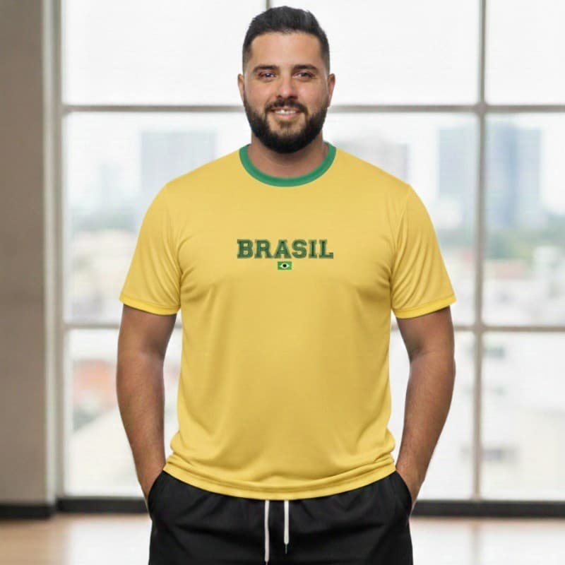Camisa Masculina Brasil Esportiva Dry Fit Confortavel