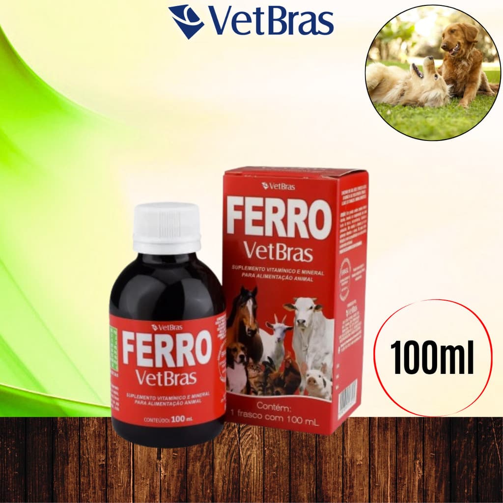 Suplemento FERRO de animal pets Mineral concentrado de Vitaminas B1 B2 B6 B12 100ml - Vetbras