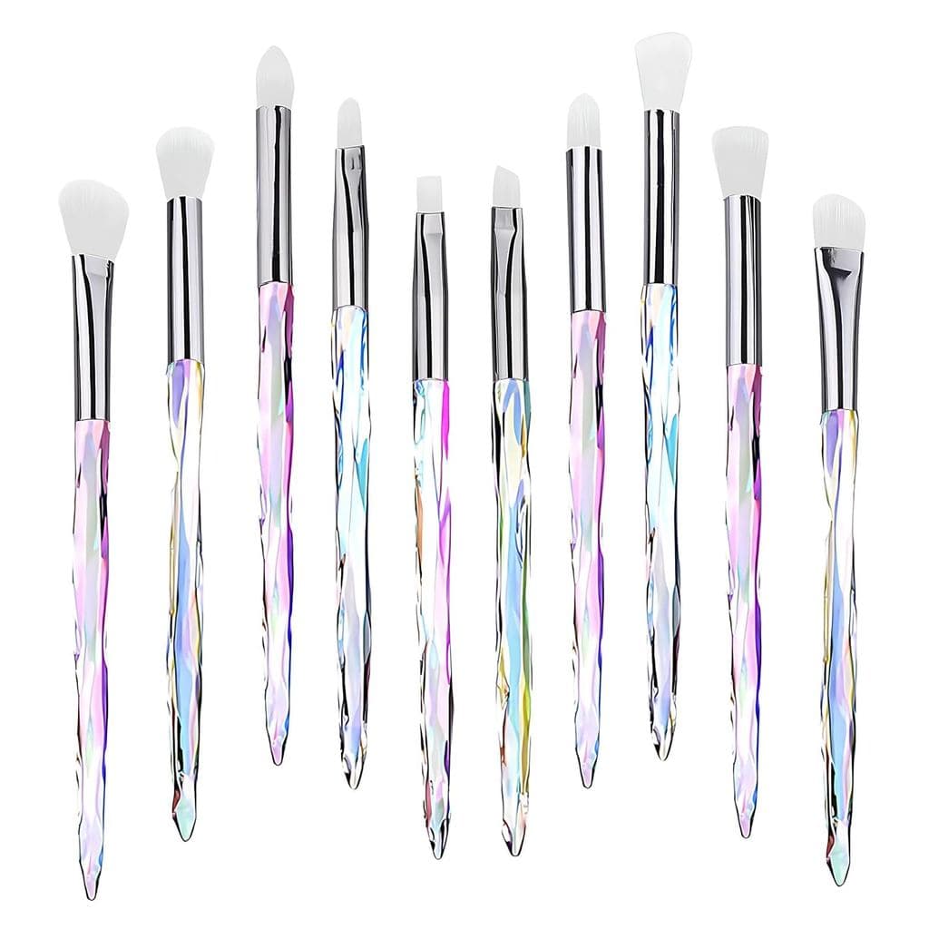 10PCS Pincéis De Cristal Para Maquiagem Dos Olhos Cerdas Sintéticas Premium Sombra Mistura Vinco