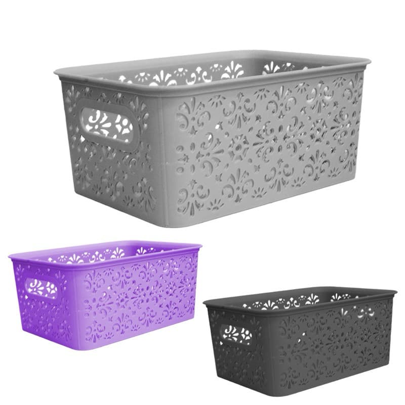 KIT 3 PEÇAS CESTO ORGANIZADOR DE PLÁSTICO RETANGULAR 34,5X23,5X10CM TAMANHO GRANDE. Kit com 3 peças