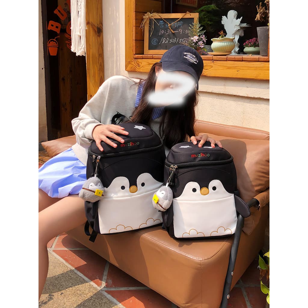 Bonito mochila dos desenhos animados ins mochila pinguim escola primária estudante jardim de infância engraçado menina m