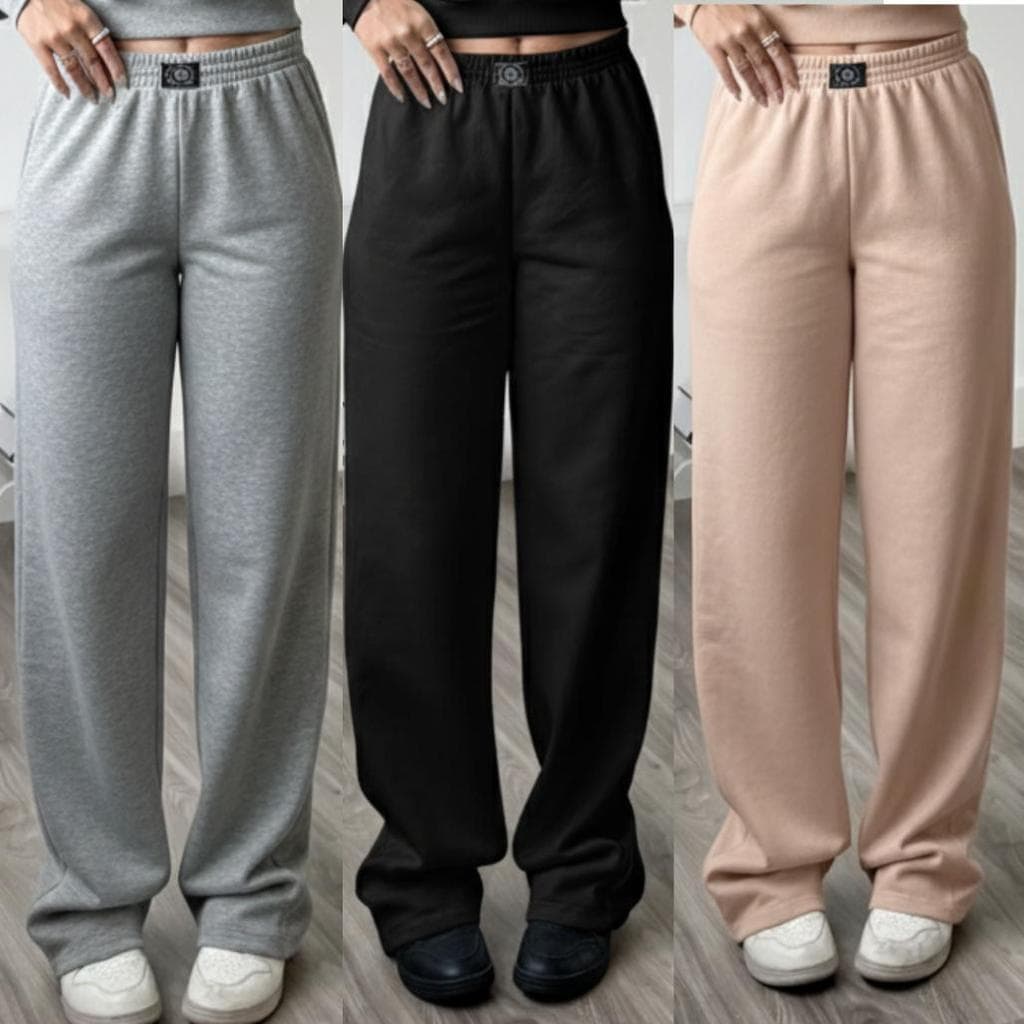 kit 2 calça feminina pantalona calça wide leg calça de frio feminina moletom feminino Calça larga