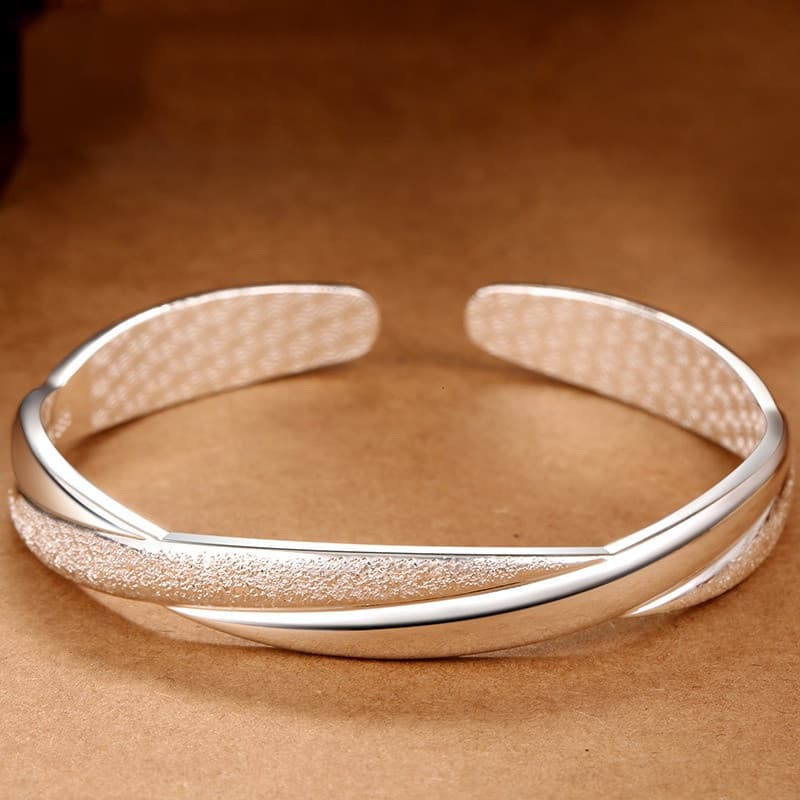 925 silver bracelet with adjustable female opening, all silver