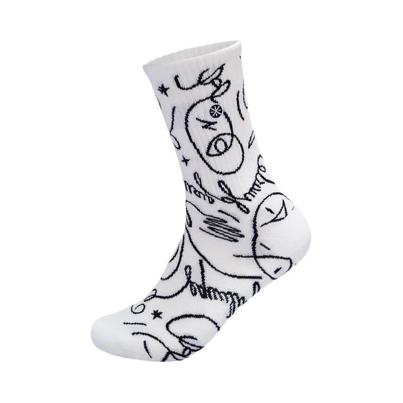 Li Ning Meias Esportivas Masculinas Verão Novo Estilo Moda Wade Artist Co-Branded Series Mid-Stockings AWLR047