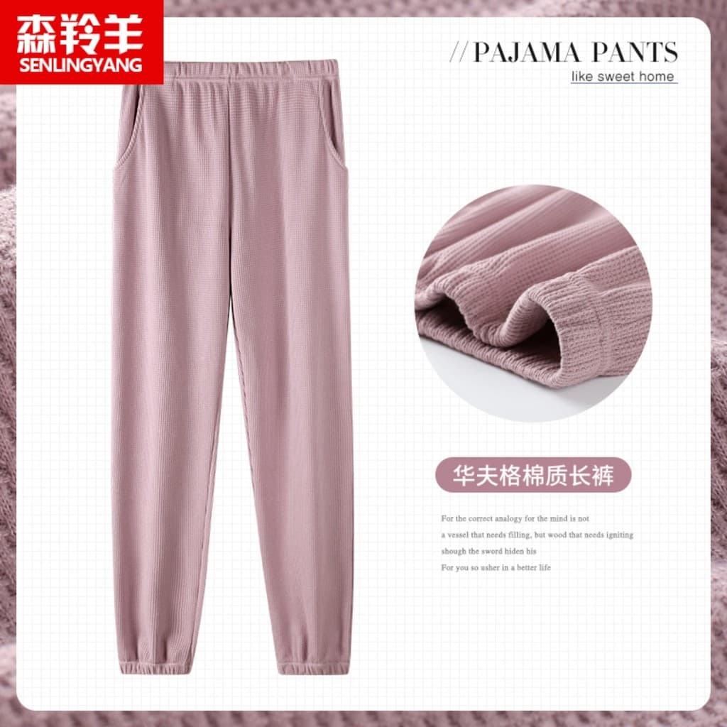 Senhoras calças de pijama primavera outono puro algodão estilo fino calças pode usar exterior Lounge calças algodão Casu