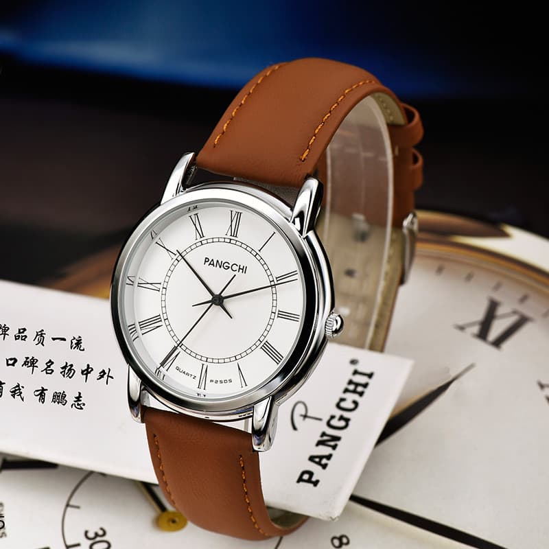 Pengzhi novo estilo cinto relógio feminino pulseira de couro simples relógio masculino relógio de quartzo pulseira de co