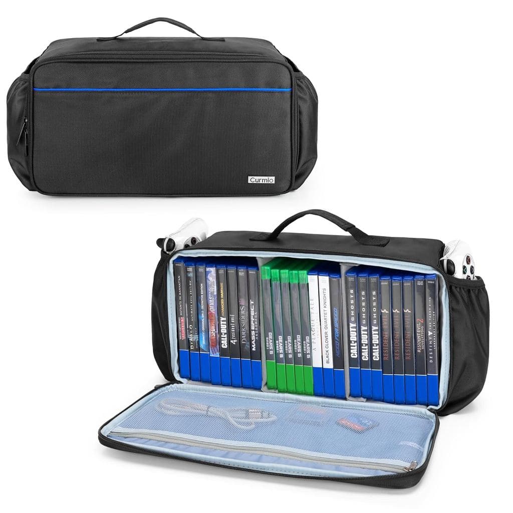 Bolsa de Armazenamento de Discos de Jogo CURMIO, Capacidade para até 24 Discos, Estojo de Viagem para Discos de Jogo Com