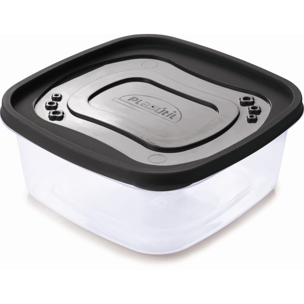 Pote Alimento Plastico Quadrado Transparente 1,6L Plasutil
