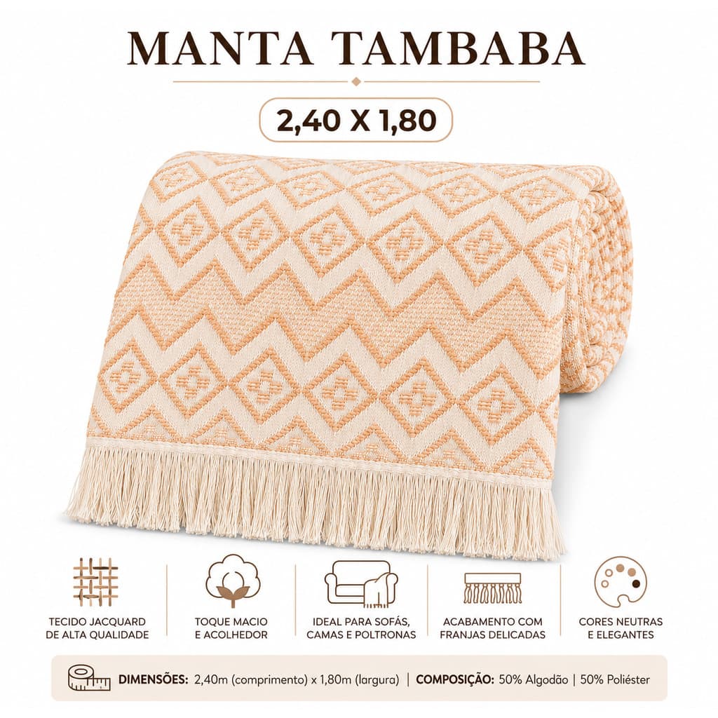 Manta Para Sofá Decorativa Gigante Luxo Grande 2,40X1,80m Premium De Algodão Capa Protetora ATACADÃO