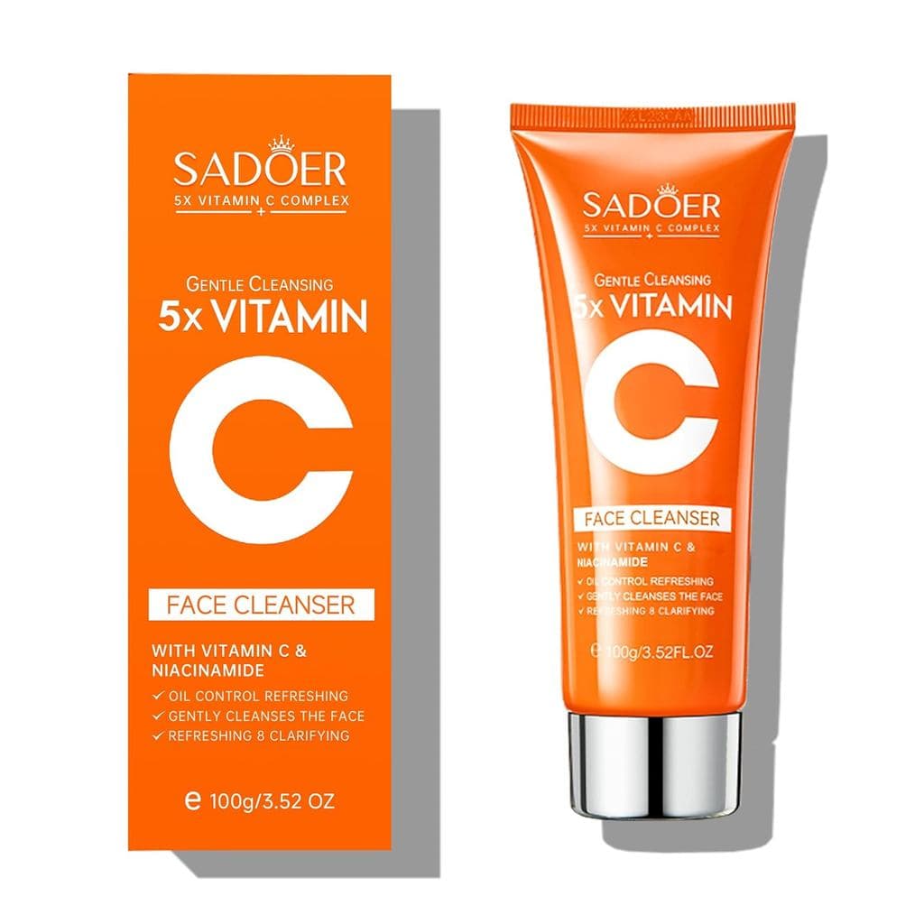 5X Limpador Facial com Vitamina C 100g Niacinamida e Ácido Hialurônico, Limpeza Diária Suave para Refinamento dos Poros