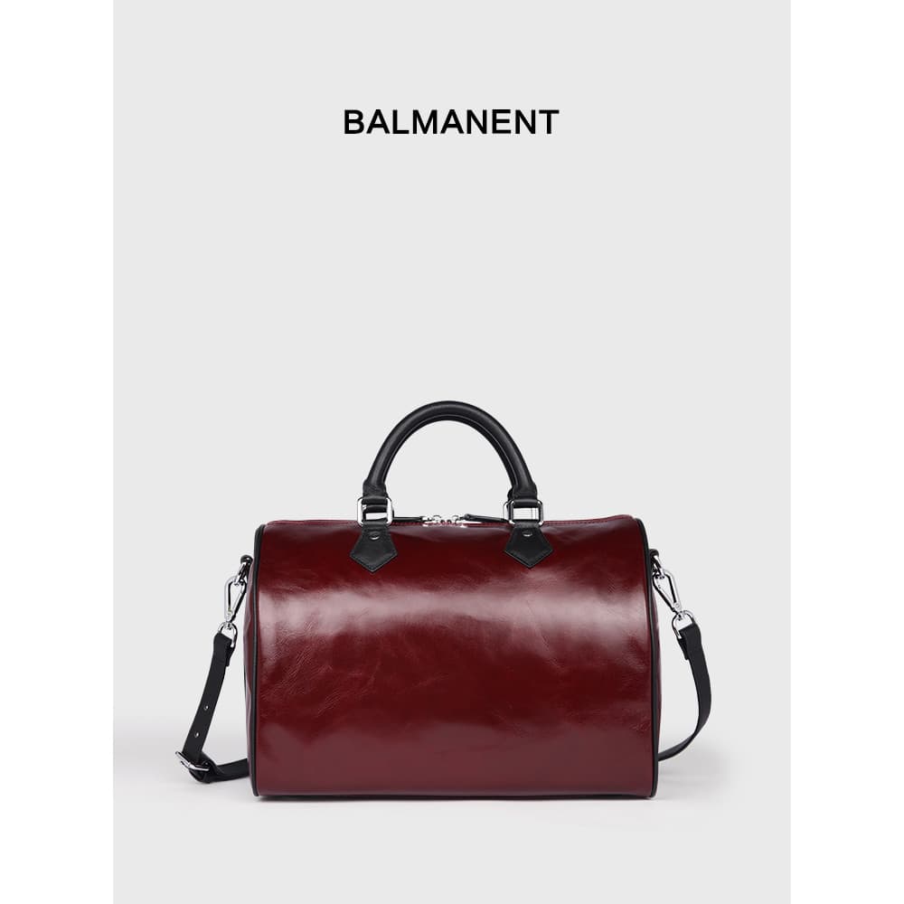 Bolsa feminina 2026 novo estilo de couro genuíno Boston saco de couro portátil saco do mensageiro nicho High-End vermelh
