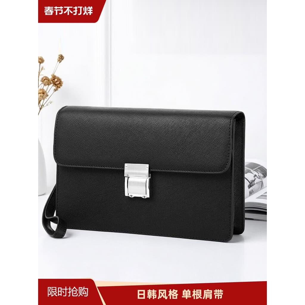 Novo saco de embreagem masculino couro genuíno combinação bloqueio saco embreagem negócios Casual textura saco embreagem