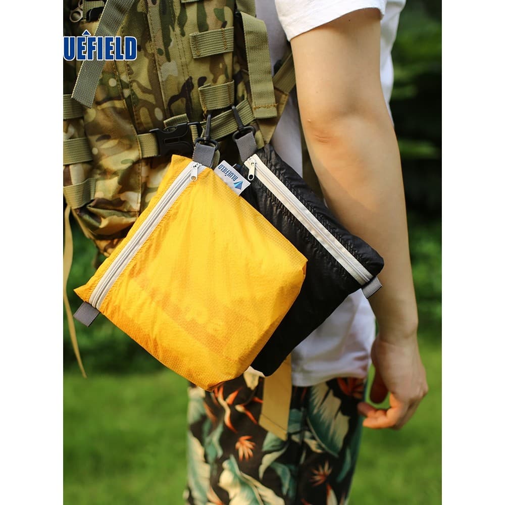 Campo azul 15D saco de armazenamento com zíper ao ar livre náilon revestido silicone mochila pequeno saco de artigos div