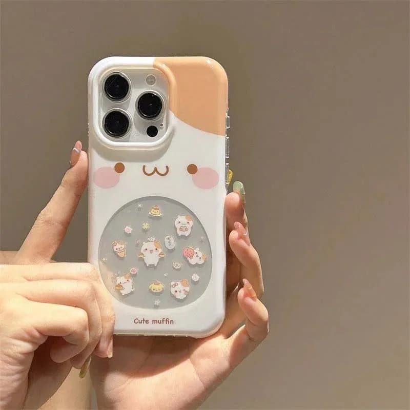 Bonito Selo Urso Gato Caso De Telefone Para iPhone 17e 17 16e 15 14 13 12 11 Mini Pro Max X XR XSMax 7 8 Ar Mais Capa Tr