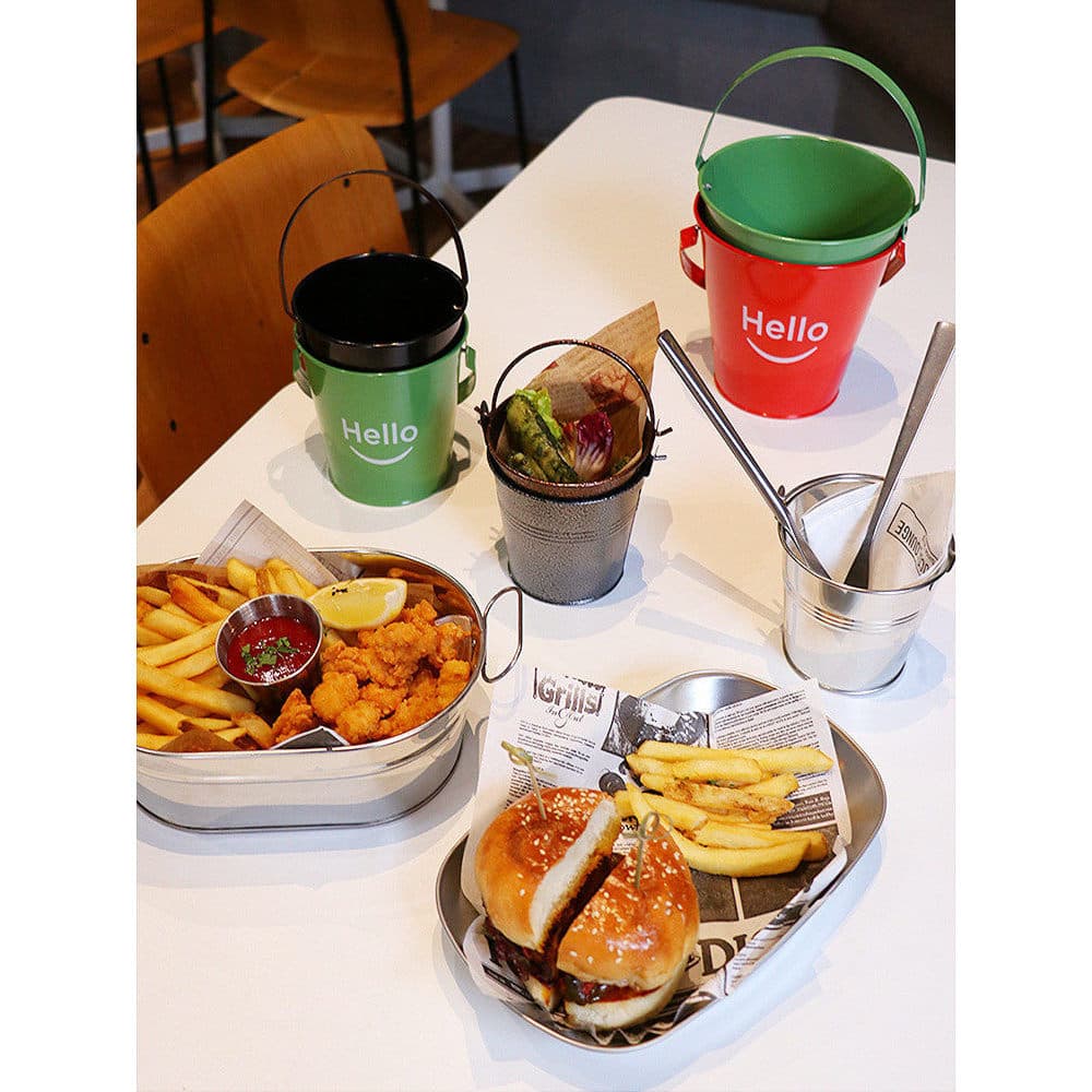 Balde de batatas fritas Balde de lanche Balde pequeno de aço inoxidável Influenciador Balde de gelo seco Bar Comercial M