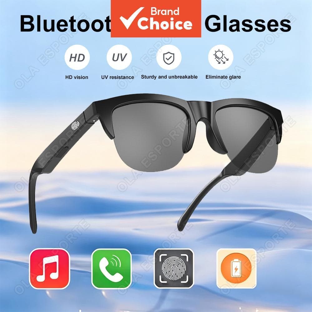 Óculos de sol inteligentes Bluetooth com microfone, óculos esportivos sem fio modernos, reprodução de música, proteção