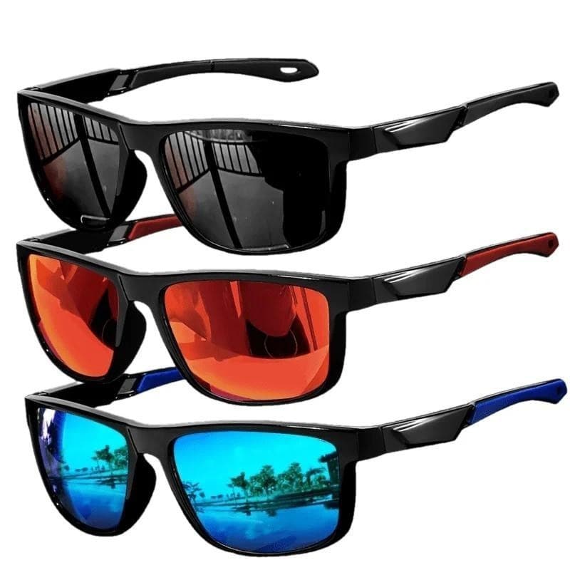 Óculos Polarizados Quadrados Masculinos com Revestimento para Atividades ao Ar Livre, Pesca, Condução, Óculos de Sol Fot