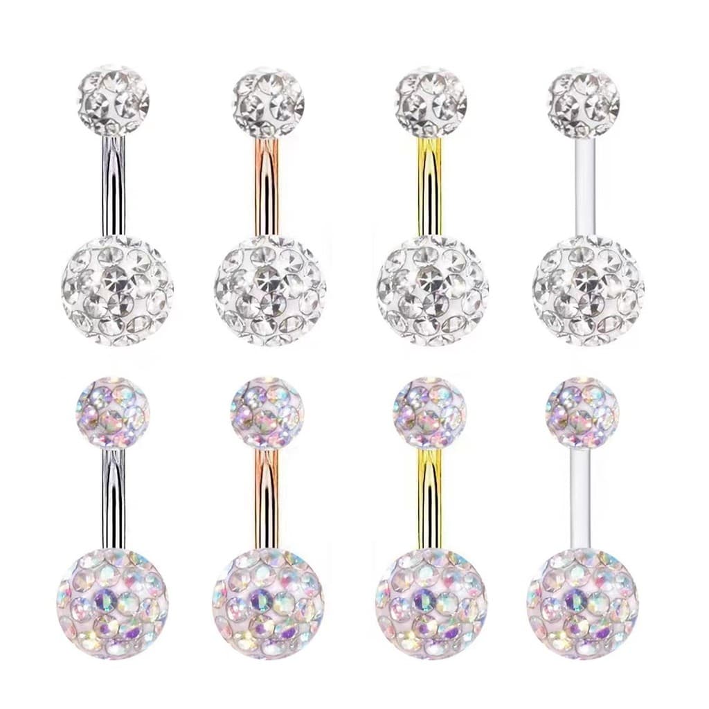Envelope bola de cerâmica macia umbigo prego diamante umbigo anel 8 peças conjunto jóias Umbilical corpo Piercing jóias