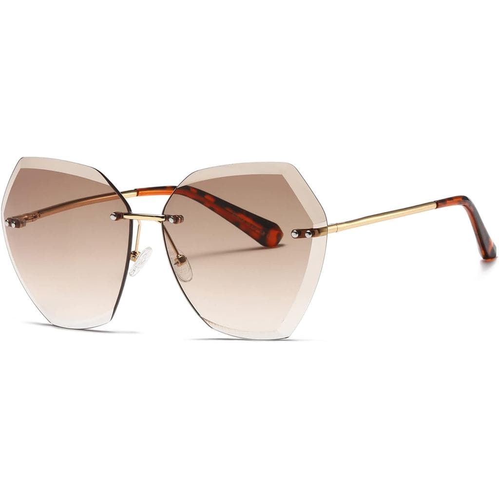 Óculos de Sol AEVOGUE para Mulheres, Lentes Grandes Sem Armação com Corte Diamante, Modelo AE0534 G3BG