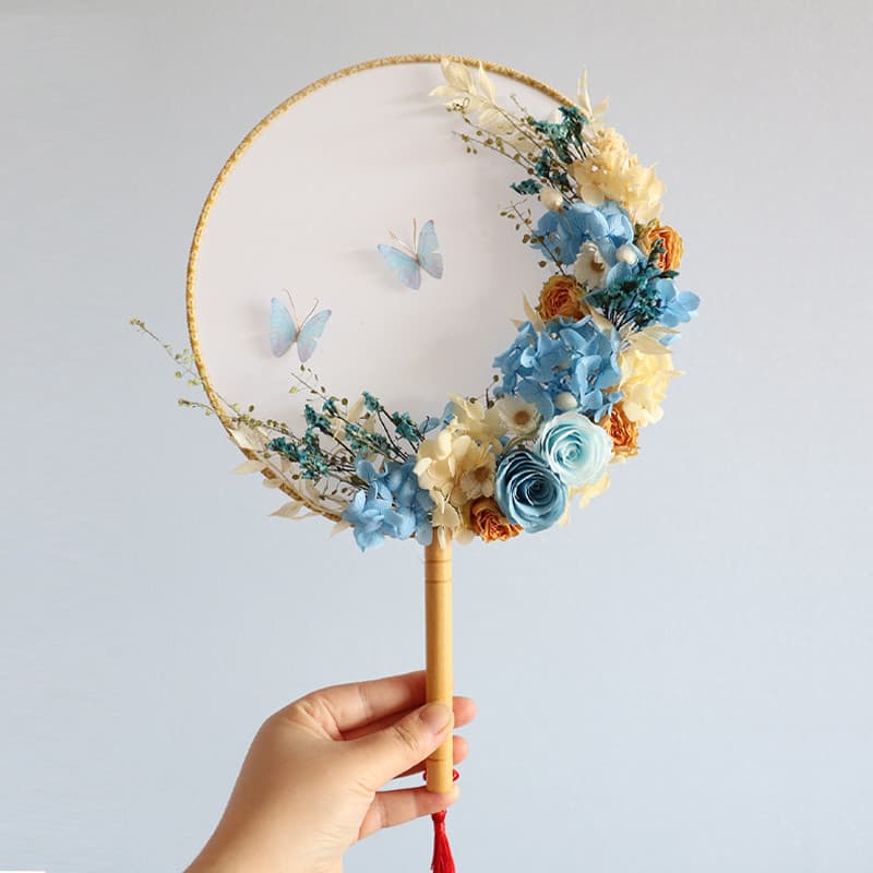 Estilo antigo grupo fã flor seca DIY Material pacote arte Floral 38 dia das mulheres evento salão de beleza preservado f
