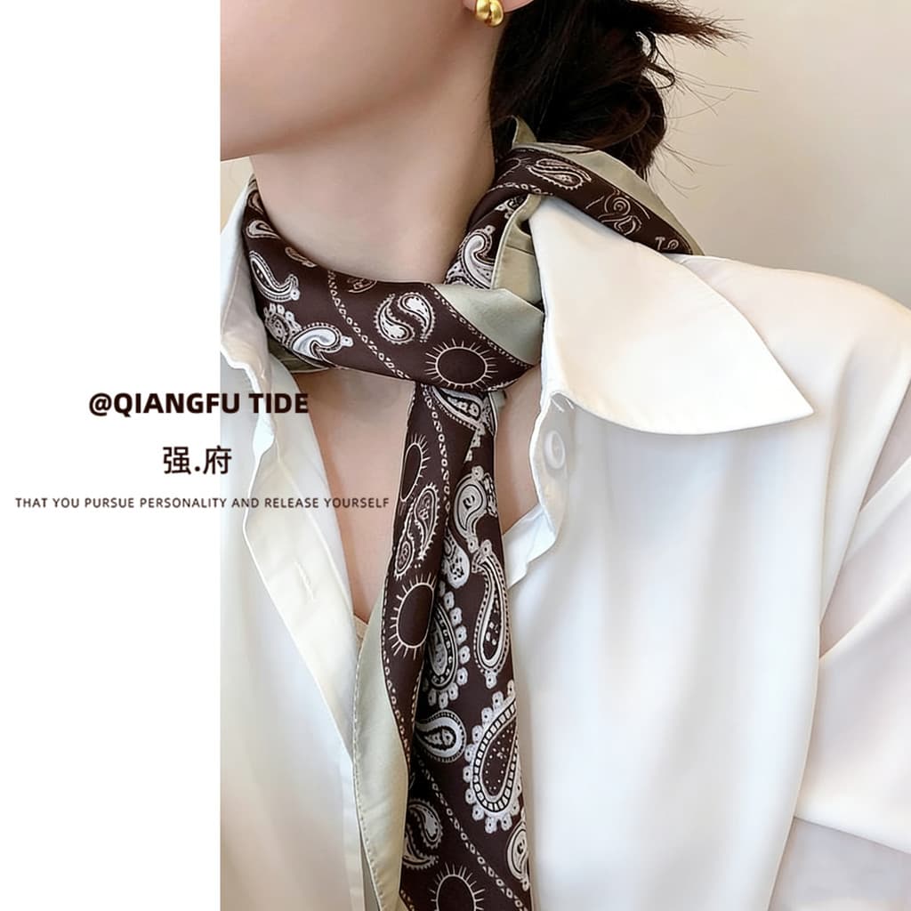 Flor de caju pequeno lenço de seda coreano ins estilo All-Match moda verão decorativo lenço quadrado gravata de cabelo s