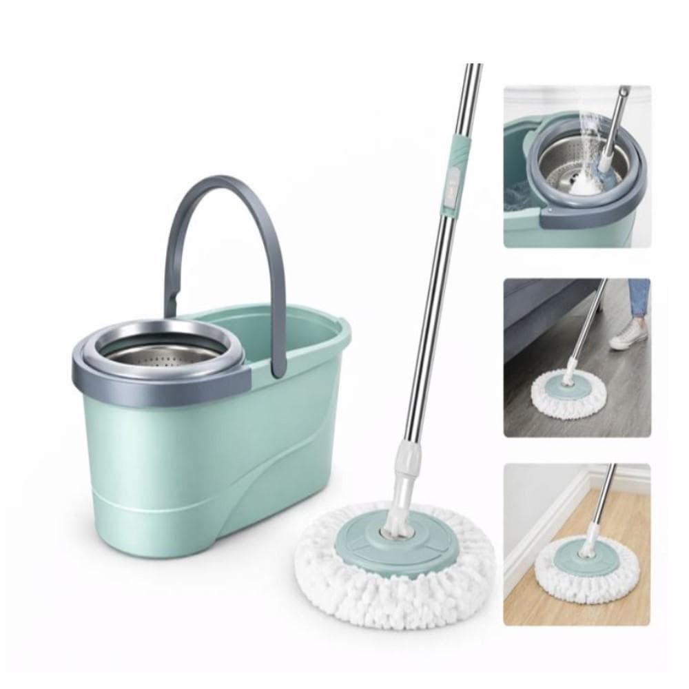 MOP INOX BALDE DUPLO COM RODINHA ESFREGAO 360 GIRATORIO CESTO PROFISSIONAL GRANDE 12 LITROS RODO VASSOURA 2 EM 1 LIMPA S