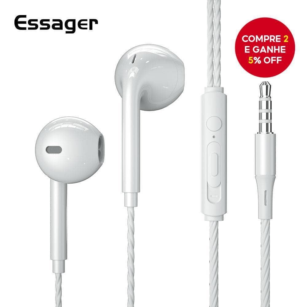 Fones De Ouvido HIFI Bass Com Fio ESSAGER S320 Microfone-Intra-Auriculares Estéreo Para Música E Chamadas-Especial Féria
