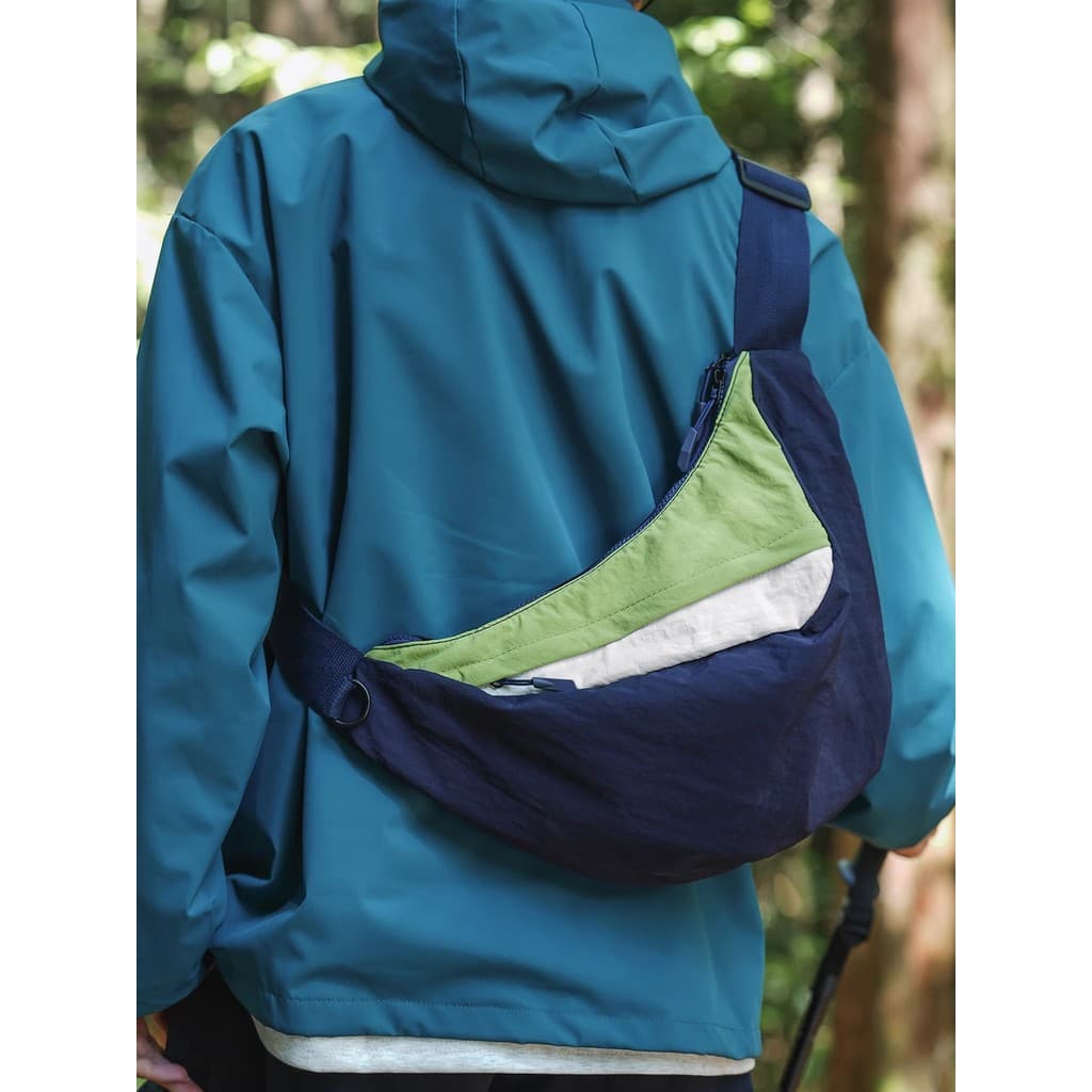 Street Wear contraste cor esportes ao ar livre saco de peito das mulheres dos homens à prova dwaterproof água náilon lev