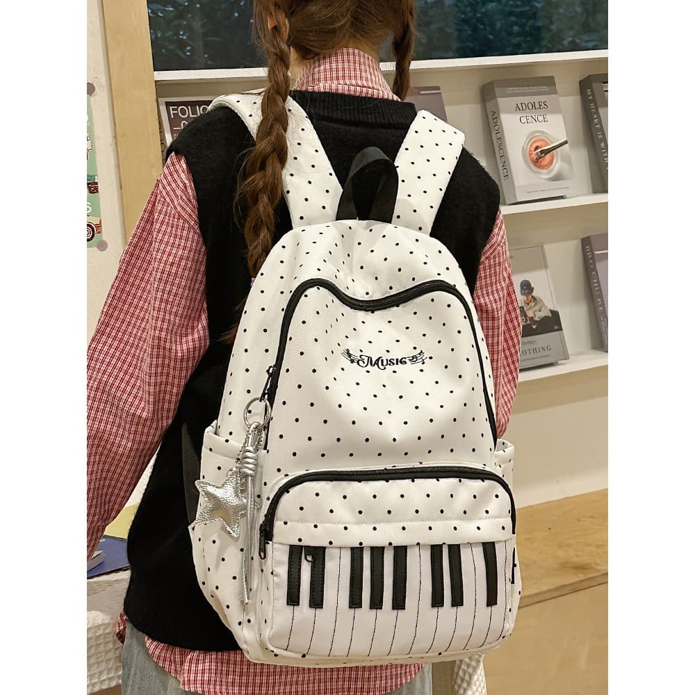 Nicho Design Polka Dot mochila feminina estudantes do ensino médio estudantes universitários de alta aparência grande