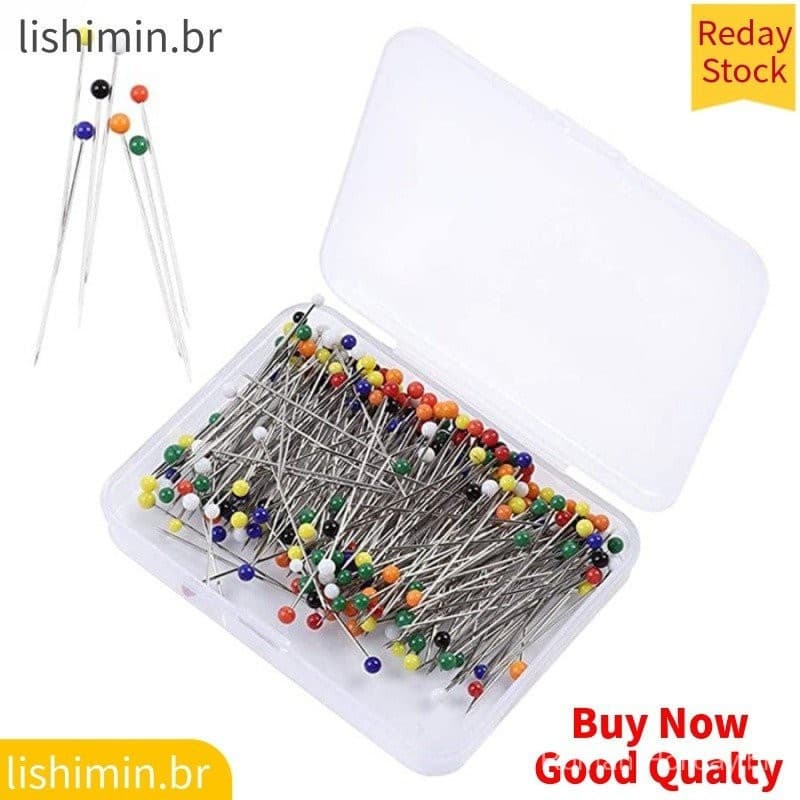 250 alfinetes com cabeça de vidro, 38mm, multicoloridos, retos e com cabeça redonda para trabalhos manuais.