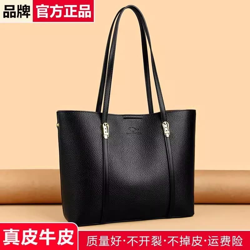 Marca senhoras bolsa de couro genuíno 2025 novo estilo moda mãe grande capacidade bolsa elegante bolsa de ombro grande