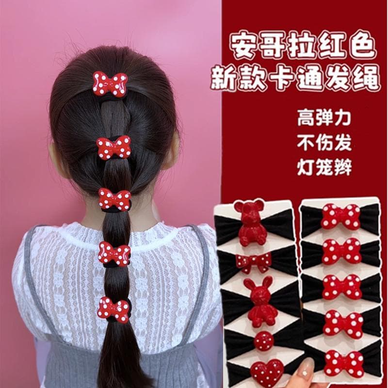 Crianças vermelho bolinhas arco anel de cabelo não machuca o cabelo ampliado alta elástica durável toalha anel influenci
