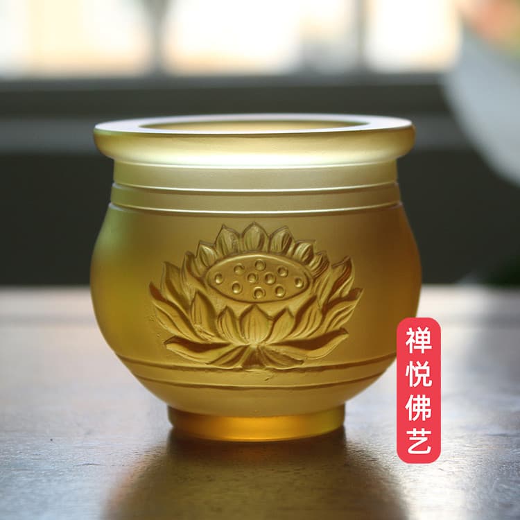 Zen Yue Arte Budista Puro Feito à Mão Método Antigo Vidro Em Relevo Personagem Budista Lotus Tributo Copo de Vinho Xícar