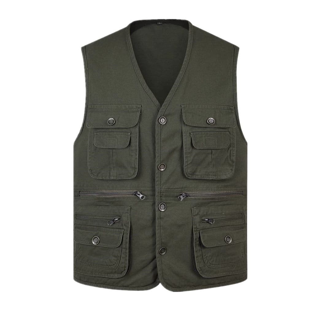 Multi-bolso algodão único colete masculino de meia-idade idoso pai puro algodão colete de pesca ao ar livre colete mascu