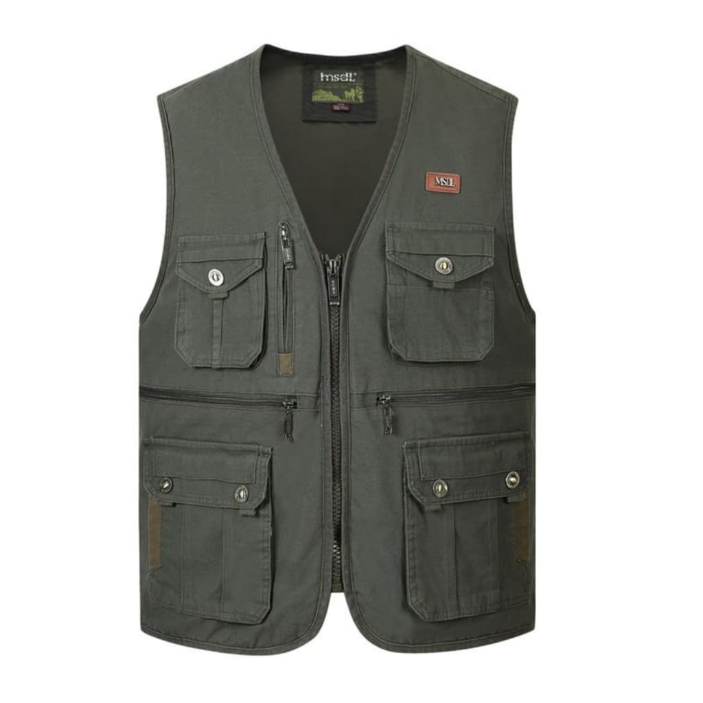Pai colete masculino primavera outono forro de lã puro algodão colete de meia-idade idosos Multi-bolso Casual colete ao