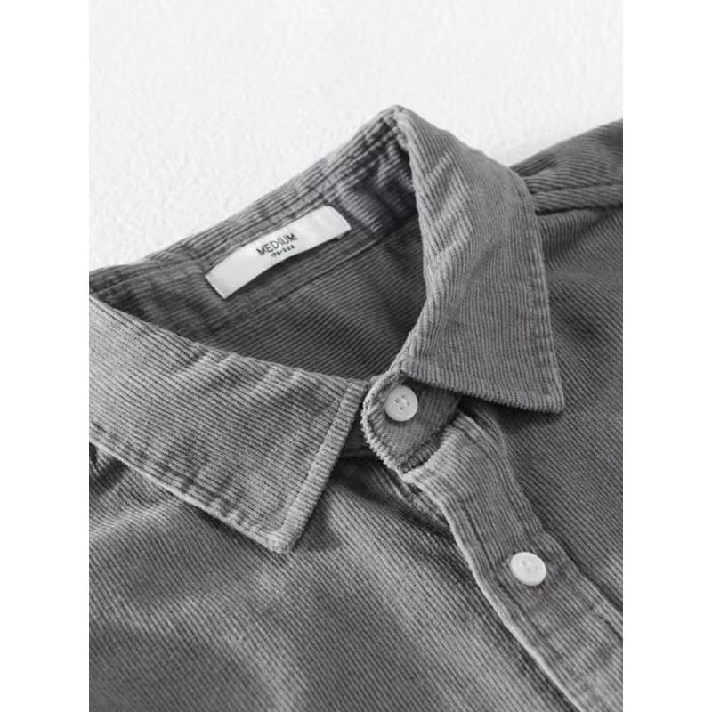 Japonês Retro veludo moda camisa de manga comprida masculina listrado camisa de lã juventude ferramentas All-Match solto