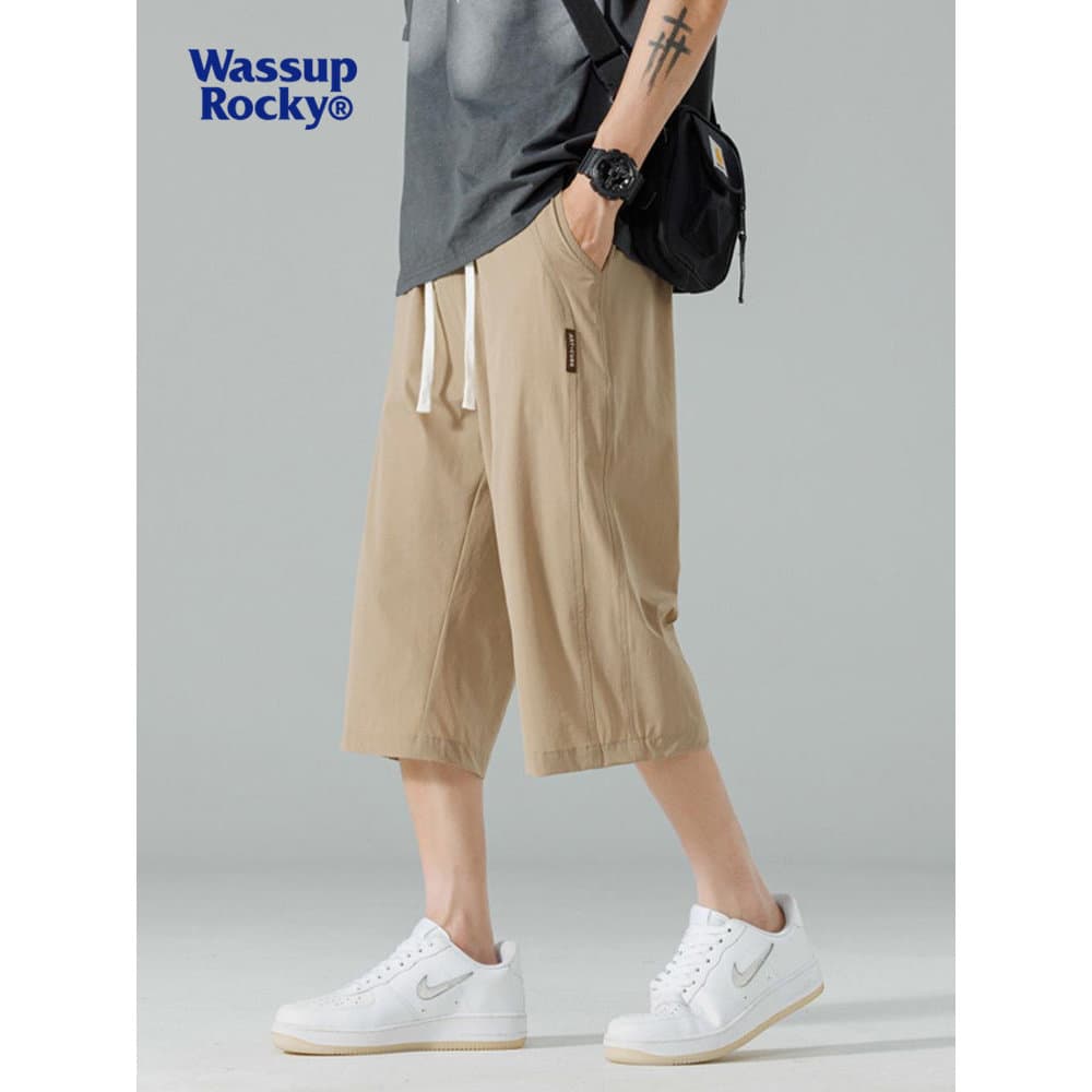 WASSUP ROCKY Japonês Estilo Fino Solto Reto Calças Cortadas de Secagem Rápida Homens Verão Street Wear Esportes Casual C