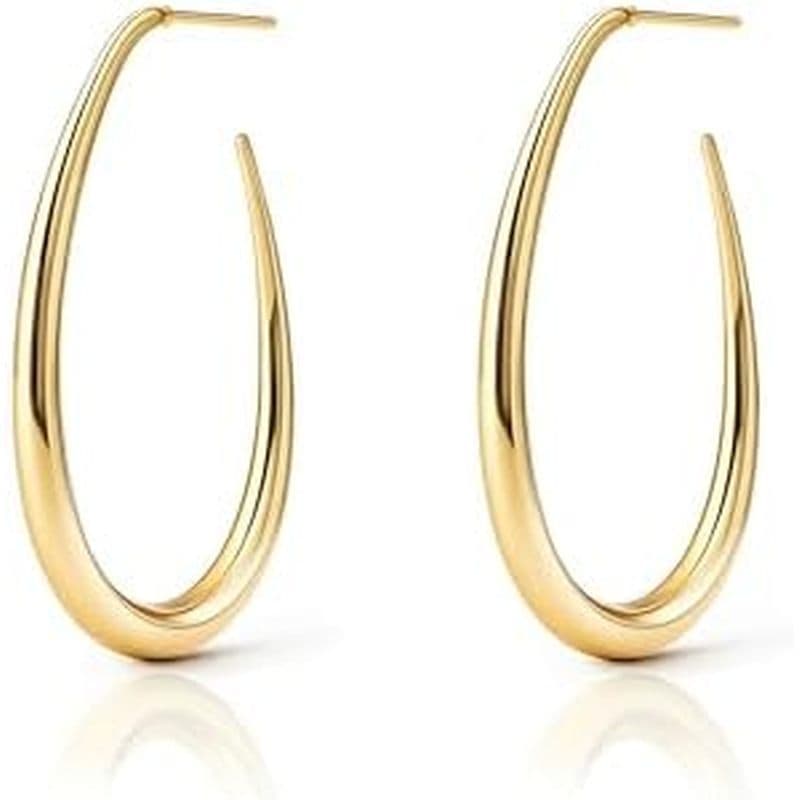 OGD anel em forma de lágrima brincos femininos 14K banhado a ouro grande bloco Oval puxar brincos de argola estilo decla
