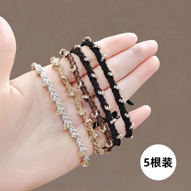 Corda de cabeça com diamante feminino strass corda de cabelo pequena faixa de borracha laço de cabelo feminino acessório