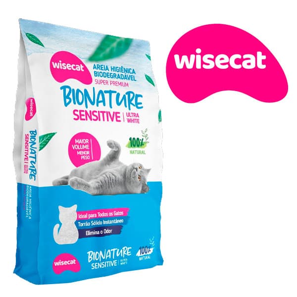 Areia Biodegradável para Gatos Bionature Sensitive Wisecat 2 KG