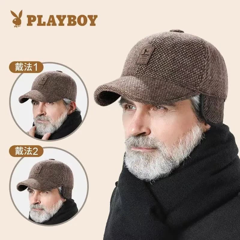 Playboy chapéu masculino inverno engrossado quente pico boné de meia-idade idosos papai velho chapéu à prova de frio
