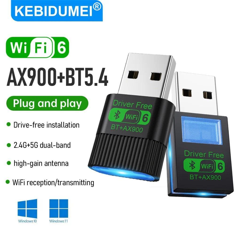 2 Em 1 Driver Placa De Rede Livre WiFi6 Bluetooth 5.4 AX900Mbps Banda Dupla 2.4G + 5GHz Adaptador Receptor Sem Fio Para