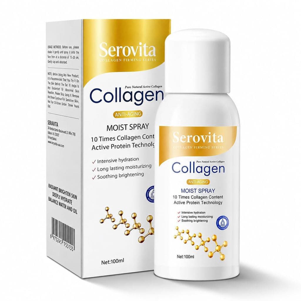 Spray facial e corporal de colágeno firmador, hidratante e anti-envelhecimento, de rápida absorção e não oleoso, adequad