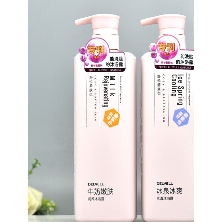 Deville gel de banho para lavagem facial, leite gelado e sedoso, rejuvenescedor, hidratante, fragrância de longa duração